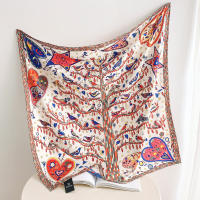 Pañuelo Cuadrado De Patrón Geométrico 35.43" Imitación De Seda Satén Ligero Para El Verano Sunscreen Bandana Decoración De Bolso De Mano Para Mujeres - details 5