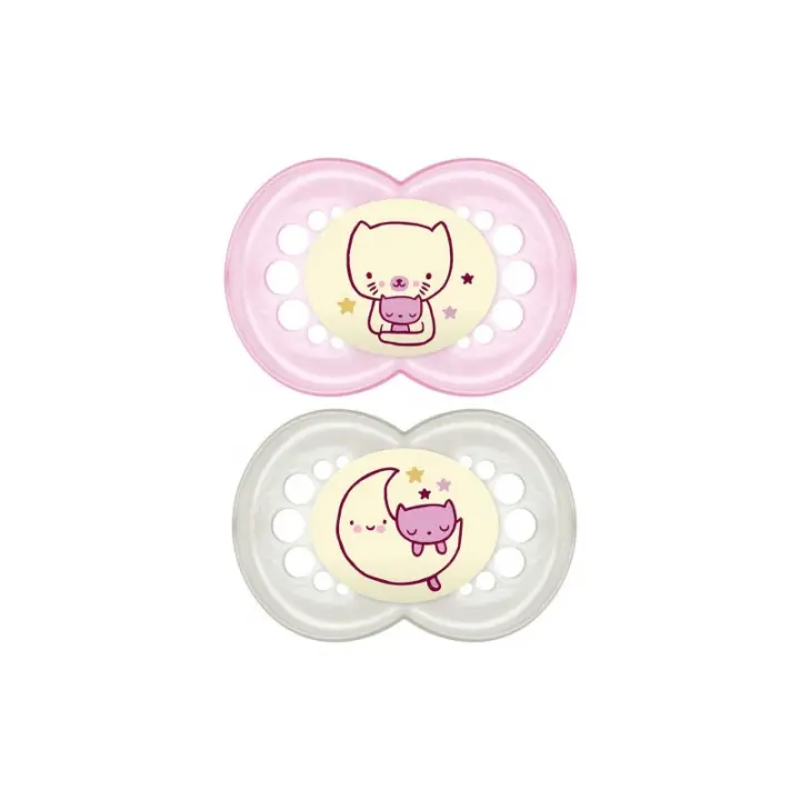 CHUPETE SILICONA MAM NIGHT ROSA +6M PACK DOBLE - 1