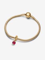 Rojo facetado - Baño de Oro de 14K Pandora - Charm Colgante with Círculo de eternidad - details 1