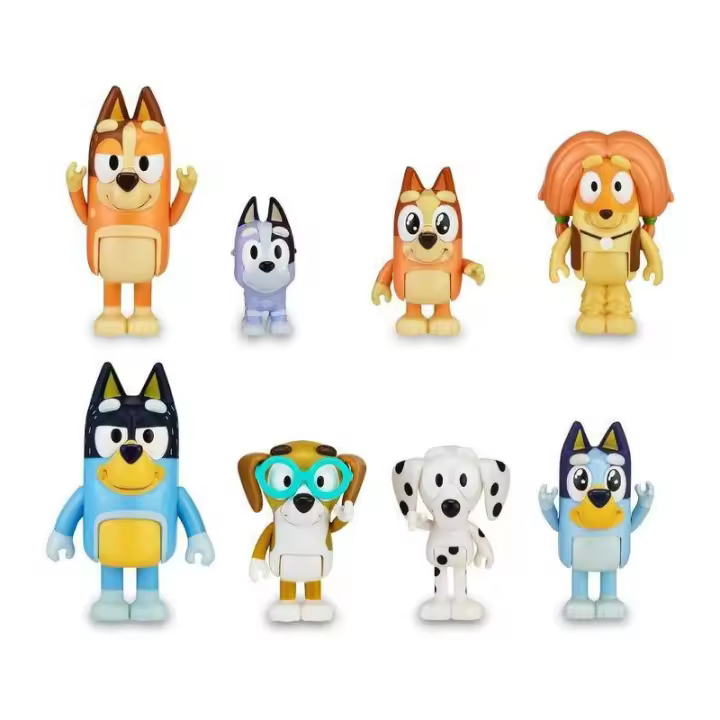 Famosa BLUEY FAMILIA HEELER Y AMIGOS PACK 8 FIGURAS - Amplia Colección de Personajes de la Serie - Figuras de 6 a 8 Cm de Alto - 1