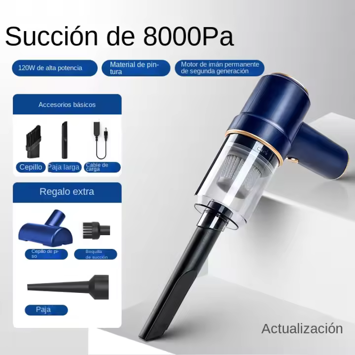 Aspirador de mano inalámbrico para Coche, 3 en 1, Gran Potencia de succión, USO portátil en seco y Húmedo - 1