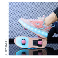 Zapatos De Rodilleras LED Para Niñas Correa Elástica Carga USB Zapatillas Respirables Transpirables Todas Las Estaciones Color Rosa - details 10