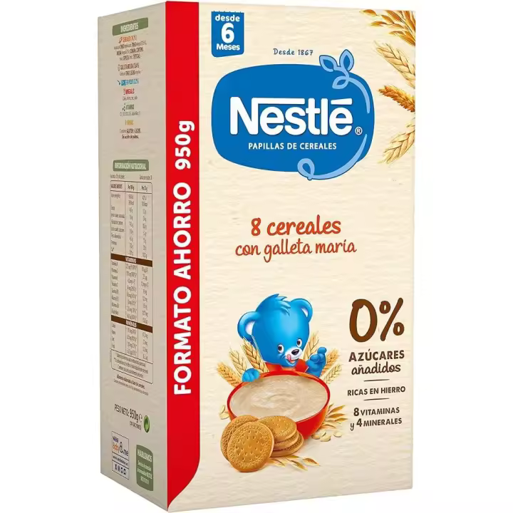 NESTLE PAPILLA 8 CEREALES GALLETA MARIA  1 ENVASE 950 G - 1