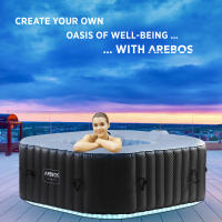 AREBOS Spa Hinchable con LED 154x154cm 4 Personas 600 L - Masaje y Burbujas - Temperatura Ajustable - Uso Interior y Exterior - details 7