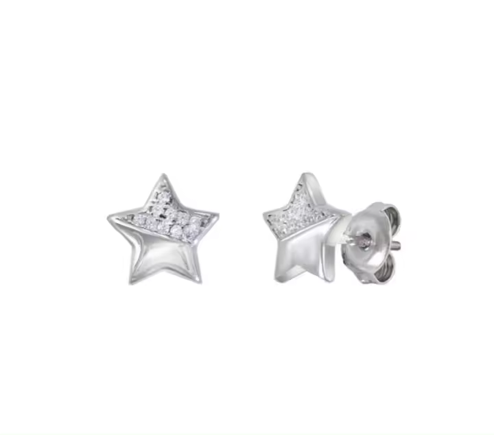 CHIGUAGUA Pendientes de Plata 925 con Estrella y Circonitas, 10 mm, Plateado, Ref: CHP108PENP5533A - 1