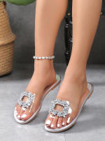 Sandalias De Mujer Con Lentejuelas Y Suela Gruesa Para Uso Versátil Y Exterior Flip Flops De Resina Con Diamantes - details 0