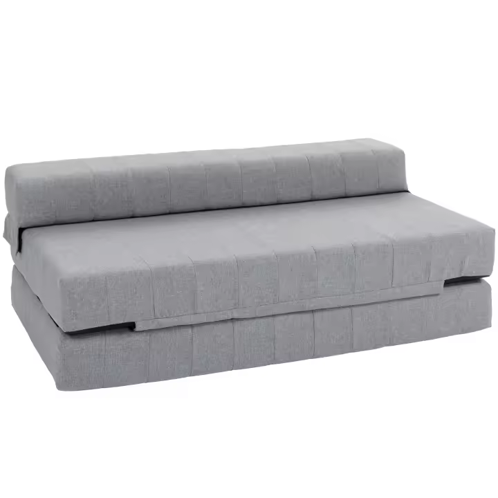 HOMCOM Sofá de suelo Sofá cama plegable 2 en 1 con aspecto de lino, para 2 personas, sofá cama tapizado con capacidad de carga de 250 kg para salón, dormitorio, gris - 1
