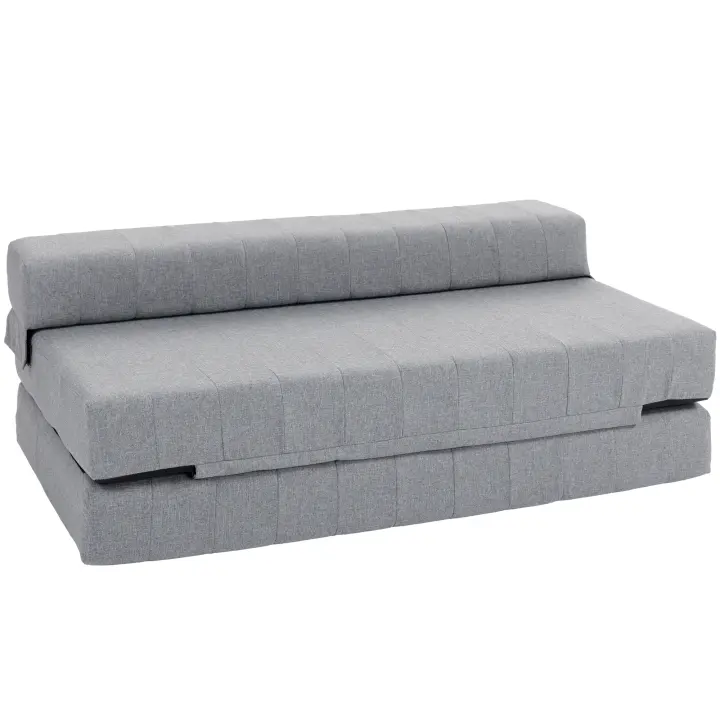 HOMCOM Sofá de suelo Sofá cama plegable 2 en 1 con aspecto de lino, para 2 personas, sofá cama tapizado con capacidad de carga de 250 kg para salón, dormitorio, gris - 1