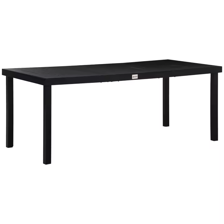 Outsunny Mesa de Jardín Rectangular para 8 Personas Mesa de Comedor Exterior 190x90x74 cm con Encimera de Listones y Estructura de Aluminio para Terraza Balcón - 1