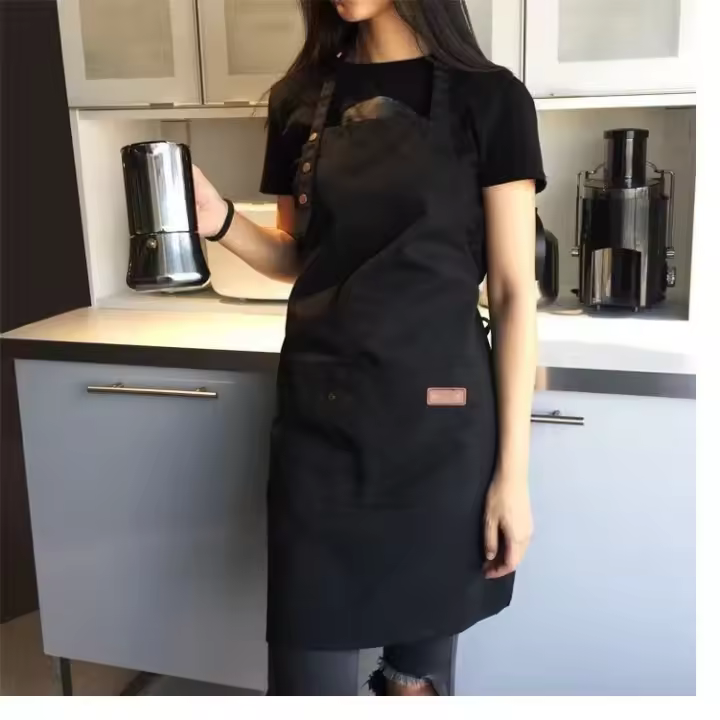 Delantal De Cocina De Lona Moda Para Hombres Y Mujeres Chef Trabajo Grill Restaurante Bar Tienda Salones De Belleza Delantal Cintura Sin Mangas Para Limpieza - 1