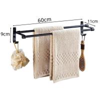 STARTELECTRIC - Toallero, Toallero de Baño, Toallero Sin Taladrar, Adhesivo para Baño, Montado en la Pared, con 2 Ganchos, para Cocina, Baño, 60cm, Negeo - MARCA ALLPERCOM - details 1