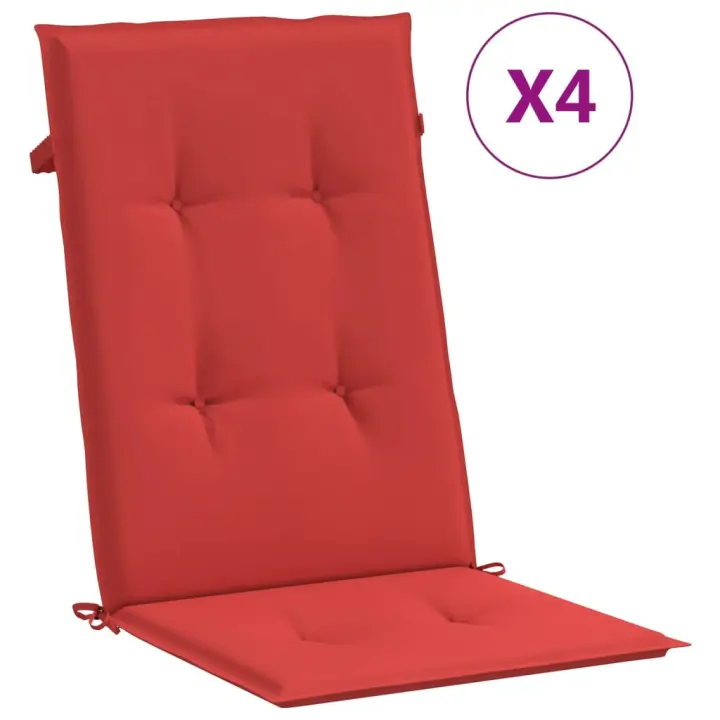 Silla de Jardín respaldo alto 4 UDS lienzo Rojo 120x50x3 cm - 1