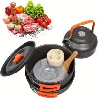 Cocina Portátil BOPORO Kit de Acampar con Ollas de Aluminio Livianas para Exteriores Set de Utensilios de Mesa y Elementos Esenciales de Cocina - details 2