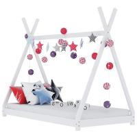vidaXL Estructura de cama infantil de madera maciza de pino 70x140 cm en color Marrón/Blanco/Gris - details 1