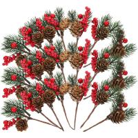 Guirnalda De Ramas De Pino Artificial Con Berros Rojos Accesorios De Navidad Decoración De Mesa Falsa Conífera De Poliéster Para Fiesta - details 6