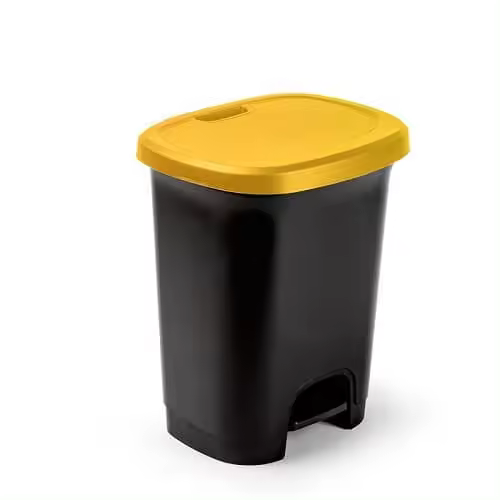Cubo basura plastico apertura pedal 27 Litros Negro-Amarillo - 1