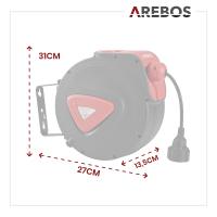 AREBOS Enrollador Automático de Cable | 20 M + 1,5 M | Montaje en Pared | Giratorio 180° | Material de Montaje - details 7