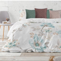 Manterol Outlet - Juego de funda nórdica 100% algodón estampación digital floral. Apto para todas las estaciones, incluye bajera ajustable, encimera y fundas de almohada. Tejido de alta calidad y muy duradero. - details 0