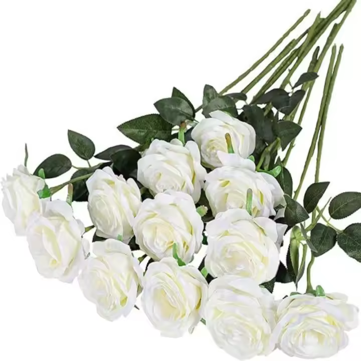  Flores Artificiales De Seda Coloridas Rosas Rojas Para Novia Decoración De Mesa Para Noche Y Valentín DIY Arreglo Floral - 1