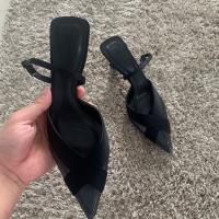 Sandalias De Verano Para Mujer Zapatos De Tacón Alto Con Punta Puntiaguda Slingback Elegantes Y Moda Hebilla En El Tobillo Microfibra Con Suela De Goma - details 5