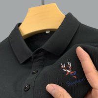 Camisa Polo Casual Para Hombres Con Bordado Manga Larga Color Sólido Moda Top Antiarrugas Para Verano - details 9