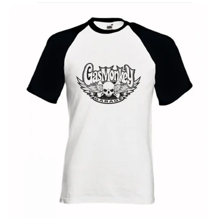 Camiseta Premium Gas Monkey Garage Fast'N Loud  Calidad 190grs baseball blanca y negra 100% algodon Unisex - 1