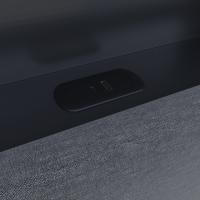 Cama baúl con somier, puertos USB Type-C y luz LED, tapizada en lino gris, 140x200 cm - details 0