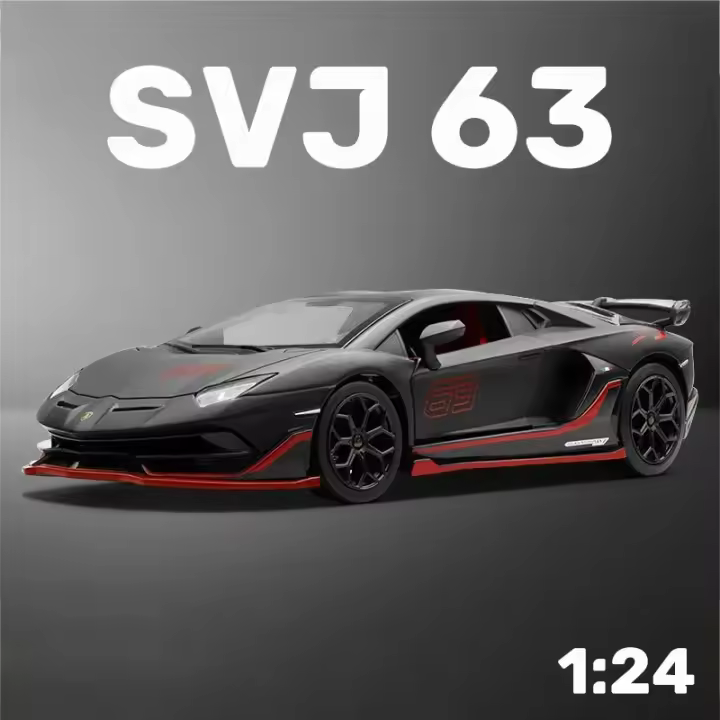 Lamborghini Aventador SVJ 63 Coche De Carreras De Aleación 1:24 Con Sonido Y Luz Modelo De Metal Juguete Para Niños Colección - 1