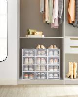 Cajas de Zapatos de Plástico Plegables y Apilables - Juego de 12 Organizadores para Zapatillas hasta Talla 44, Transparente, Azul, Blanco o Verde - details 8