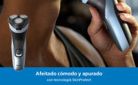 Philips Afeitadora S3000X | Uso en Seco y Mojado; Sistema de Cuchillas PowerCut; Cabezales flexibles 4D; Afeitado 40min / 1h de carga; Carga rápida 5min; 1 LED; Corta Patillas; Sólo sin cable; Carga USB-A; NiMh. Color Azul Celeste (X3003/00) - details 1
