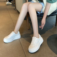 Zapatillas De Deporte Para Mujer 2024 Nuevas Blancas En Cuero U Respirables Y Transpirables Zapatillas Casuales Con Plataforma Mediana Para Caminar Y Correr - details 7