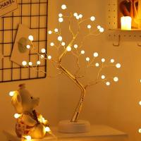 Lámpara De Árbol De Perlas LED 36 Luces Para Decoración De Mesa Y Dormitorio Luz Nocturna Con Luz Ambiental Soothing Operada Por USB O Pilas - details 1