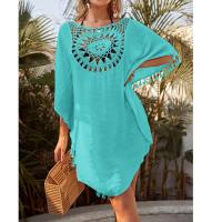 Vestido De Playa De Algodón Y Lino Sexy Y Suave Cubierta De Bikini En Color Sólido Estilo Casual Vacacional Con Espalda Descubierta - details 3