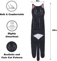 Toalla de Mano Gato Decorativa - Animal Absorbente Suave - Regalos Graciosos para Amantes de los Gatos - Negro - details 0