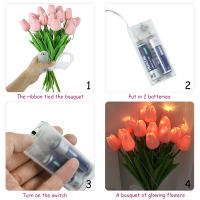 10/15pcs Luminosas Tulipanes LED Simulación Alta Calidad Flores Falsas Para Decoración De Hogar Y Fiestas Boda Decoración De Flores Artificiales - details 14