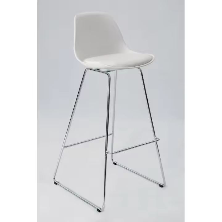 Taburete TOW FIBB, cromado, carcasa y tapizado blanco - 1