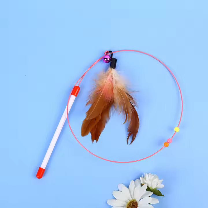 Juguete Para Gatos De Acero Con Mariposa Y Plumas De Turco Coloridas Con Campana Juguetes Divertidos Para Jugar - 1