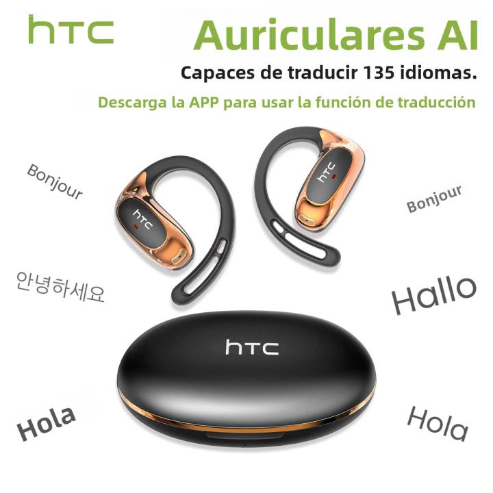 Auriculares Deportivos Bluetooth V6.0 HTC NE35 Con Traducción AI Y Micrófono Ultra-Ligeros Y Confortables Para Oídos En Forma De Ganchillo