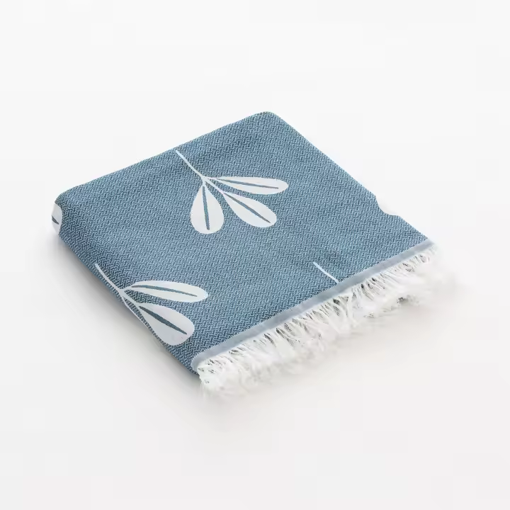 Fouta de Playa, Pareo de Algodón Ligero Tacto Suave con Flecos LIDO - 90x180cm - 1