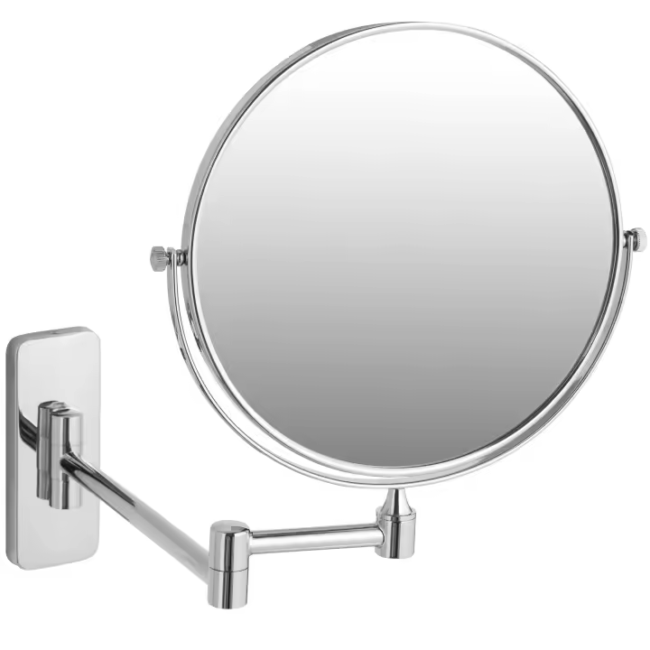 Tectake - Espejo de maquillaje  Espejo redondo de doble cara con aumento en un lado  Orientable 360°  Ajuste de distancia a la pared variable - 1