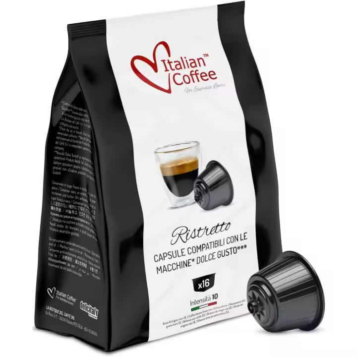 64 ( 4 X 16 ) Capsulas Compatibles Nescafè Dolce Gusto - Cafè Ristretto Italian Coffee - Intensidad 10 - 1