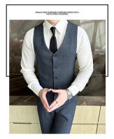 Traje De Tres Piezas Para Hombre Estilo Coreano Moda Ajustada Formal Boda Elegante Conjunto Chaqueta Pantalón Cuello Redondo - details 16
