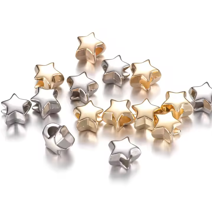 50pcs Cuentas De Estrella Mixtas De 10mm Con Agujero Grande Cuentas De Espaciador Plástico Para Fabricación De Joyas Pulseras Y Bordado - 1