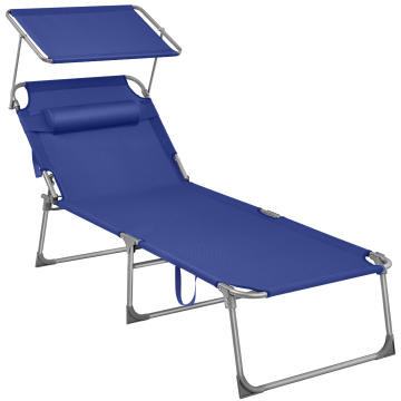 Tumbona De Playa Plegable Ajustable Con Cojín - Metal Y Poliéster, Soporta 165 Kg