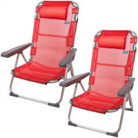 Aktive - Silla playa plegable, 48x60x90 cm, respaldo reclinable 5 posiciones, soporta un peso máximo de 110 kg, topes antivuelco, estructura aluminio, tejido textileno, incluye cojín acolchado, tumbona exterior - details 1