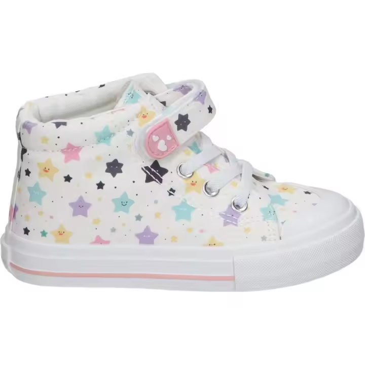 ÑAKOS | Zapatillas Altas Ñakos para Niña – Lonas en Color Blanco con Dibujos – Deportiva con Cordones y Velcro – Máxima Sujeción – Estilo Casual – Cómodas y Versátiles – Combinables – Modelo 7040 - 1