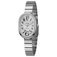Reloj De Pulsera De Cuarzo Para Mujeres Con Dial Ovalado De Escala Numérica Árabe Estilo Bambú Y Correa De Acero Resistente a La Humedad - details 4