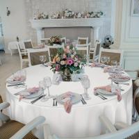 Mantel Redondo De Seda Blanca 1 Pieza Fundas Para Mesa Brillante Y Suave Para Bodas Fiestas Restaurante Banquete Decoraciones - details 9