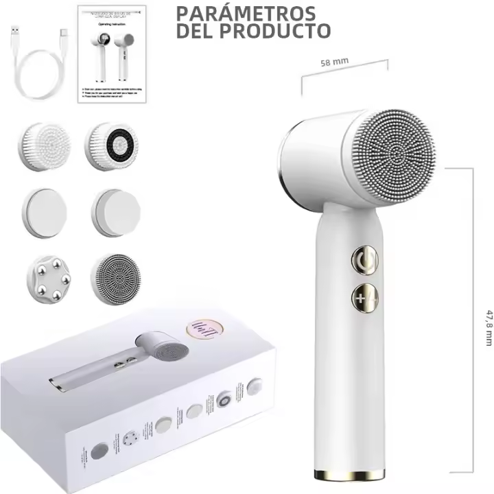 Cepillo De Limpieza Facial Eléctrico Portátil De 6 En 1 Con Silicona Sonic Impermeable Para Limpiar Y Exfoliar Las Porosidades - 1