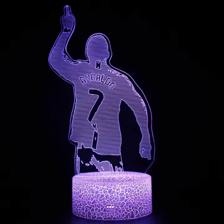 Luz De Noche LED 3D De Cristiano Nathan Fútbol 16 Colores Variables Iluminación Visual Decoración Para Sala De Estar Regalo Para Fanáticos - 1